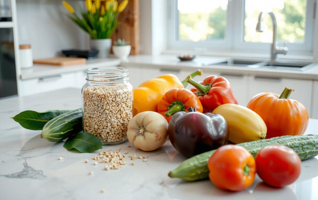 Świeża żywność na jasnym blacie